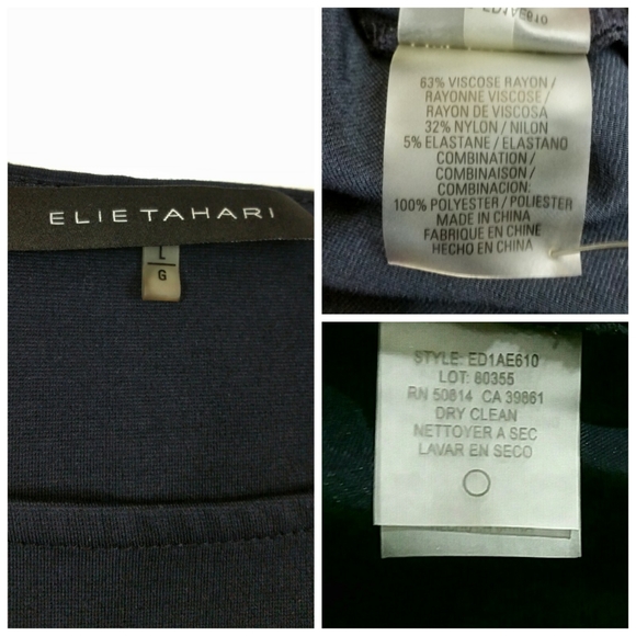 Elie Tahari Large Navy Comfortable Dress (B) - Picture 7 of 7